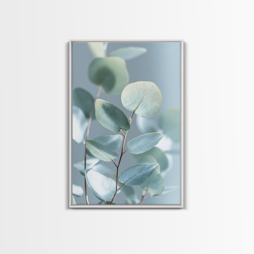 Clean Eucalyptus Leaf Study Framed Canvas Print, Waiting Room Art, Wall Art, Waiting Room Decor, Oil Painting, Calm, WRA-2x3-1