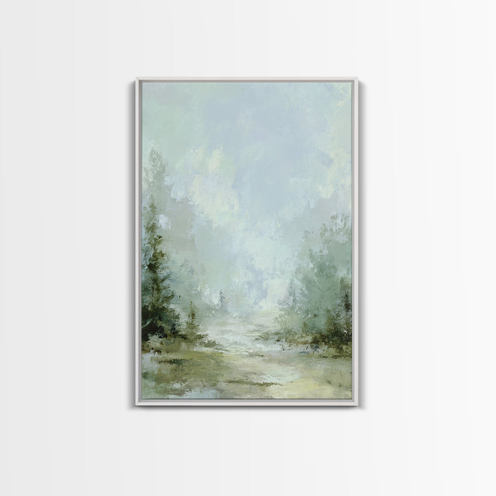 Misty Forest Path Framed Canvas Print, Waiting Room Art, Neutral Decor, Waiting Room Decor, Fine Art, Calm, Wall Art, WRA-2x3-19