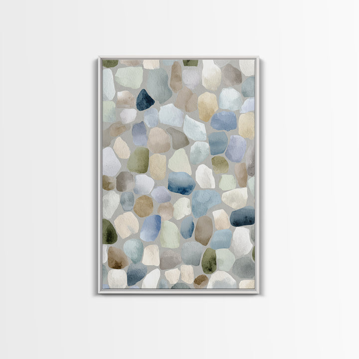 Pastel Rainbow Shapes for Pediatric Spaces Framed Canvas Print, Waiting Room Art, Boho Decor, Waiting Room Decor, Calm, WRA-2x3-2
