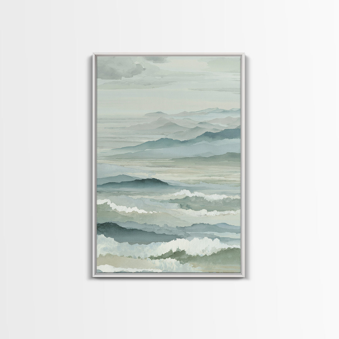 Simple Mountain Layers Framed Canvas Print, Waiting Room Art, Textured Painting, Waiting Room Decor, Calm, Printable Art, WRA-2x3-22