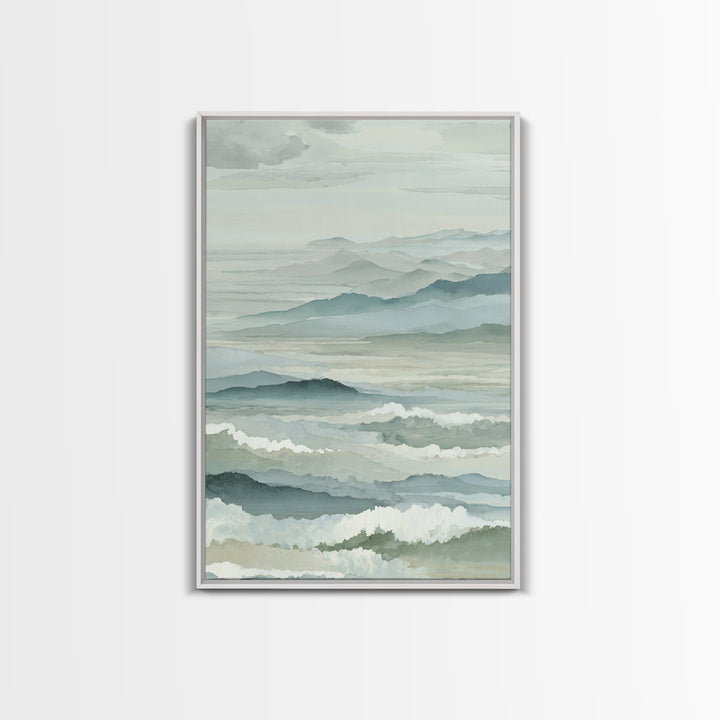 Simple Mountain Layers Framed Canvas Print, Waiting Room Art, Textured Painting, Waiting Room Decor, Calm, Printable Art, WRA-2x3-22