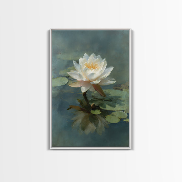 Lotus Flower on Still Water Canvas Print, Waiting Room Art, Art Print, Waiting Room Decor, Fine Art, Calm, Abstract Art, WRA-2x3-23
