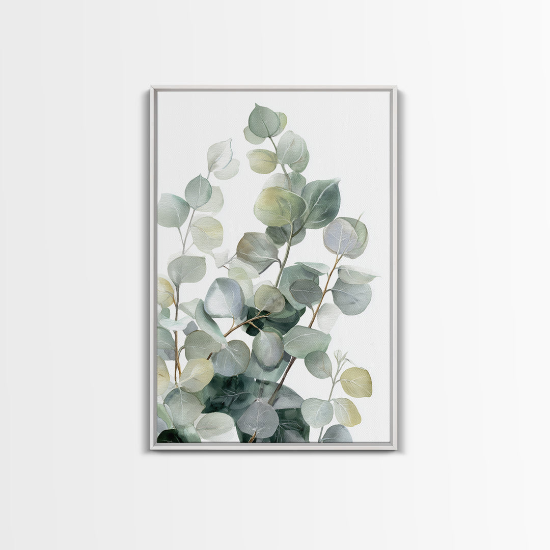 Clean Eucalyptus Leaf Study Framed Canvas Print, Waiting Room Art, Wall Art, Waiting Room Decor, Oil Painting, Calm, WRA-2x3-25