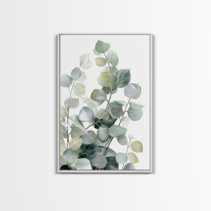 Clean Eucalyptus Leaf Study Framed Canvas Print, Waiting Room Art, Wall Art, Waiting Room Decor, Oil Painting, Calm, WRA-2x3-25