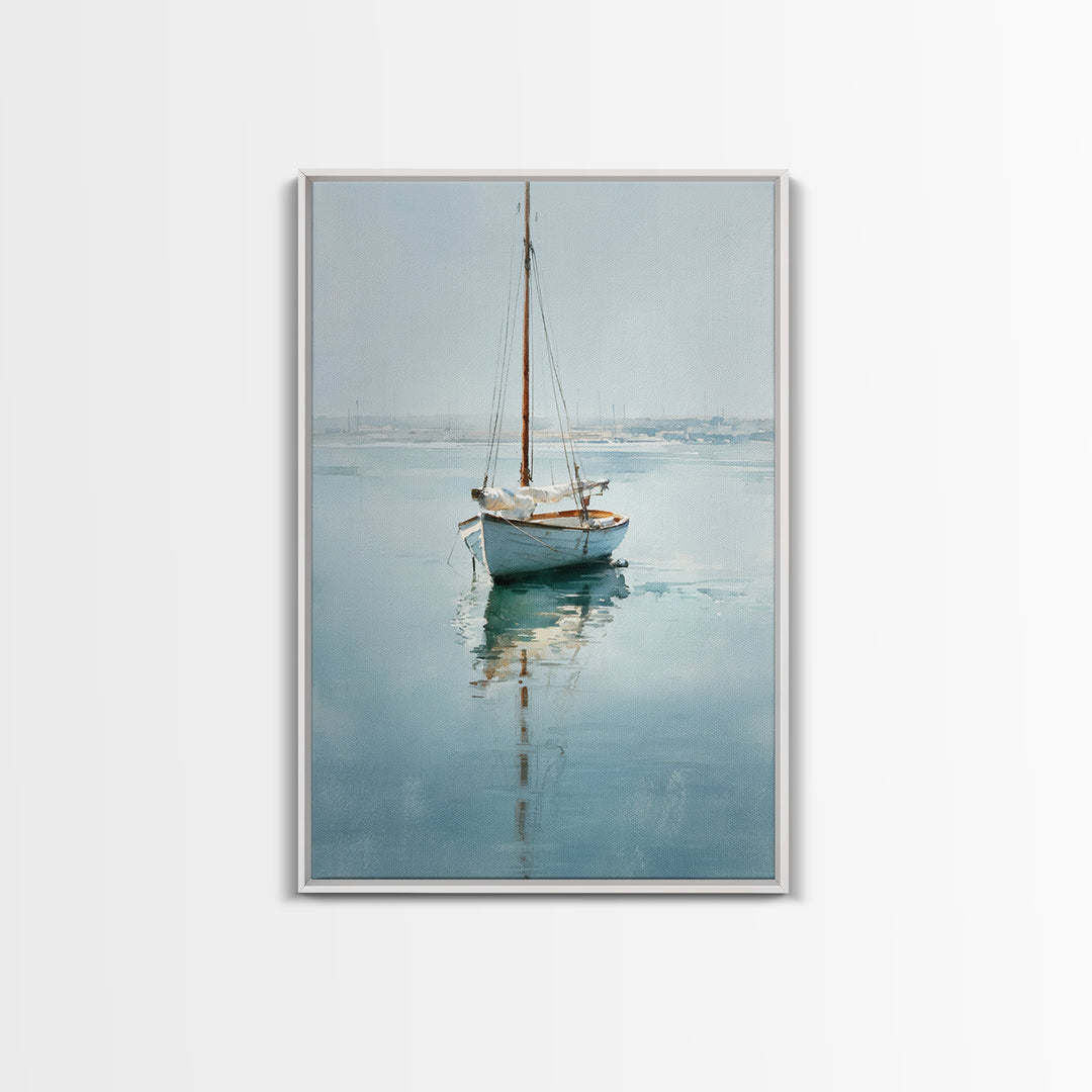 Quiet Sailboat on Calm Water Canvas Print, Waiting Room Art, Fine Art Print, Waiting Room Decor, Watercolor Art, Calm, WRA-2x3-27