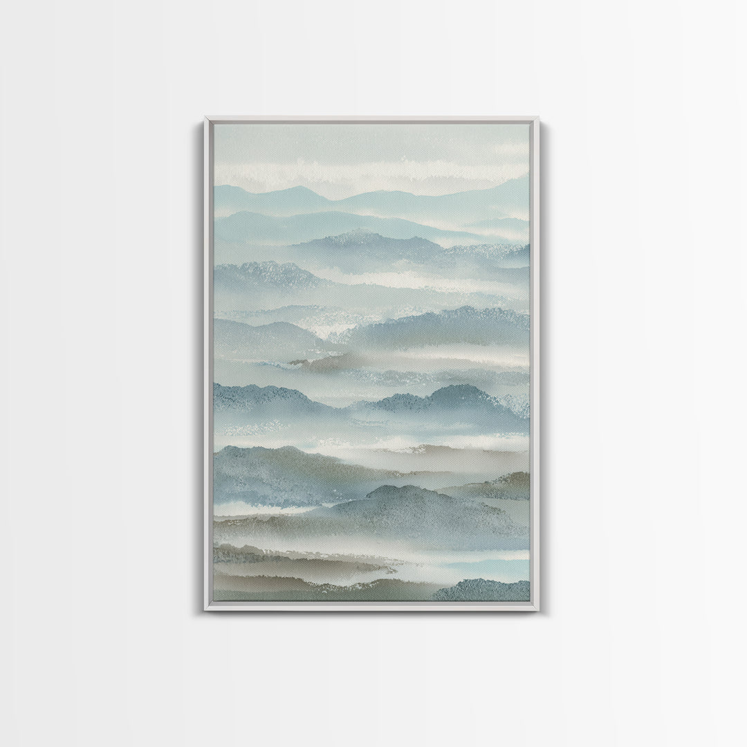 Simple Mountain Layers Framed Canvas Print, Waiting Room Art, Textured Painting, Waiting Room Decor, Calm, Printable Art, WRA-2x3-46