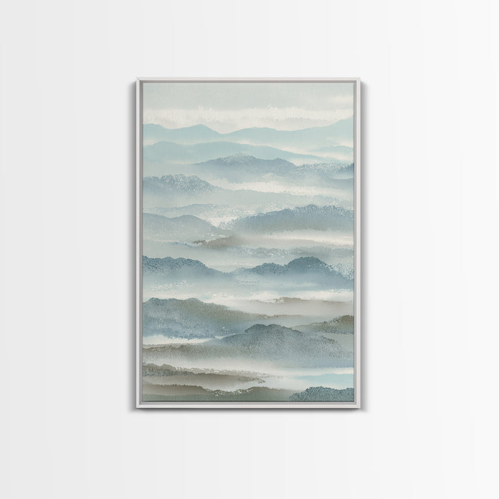 Simple Mountain Layers Framed Canvas Print, Waiting Room Art, Textured Painting, Waiting Room Decor, Calm, Printable Art, WRA-2x3-46