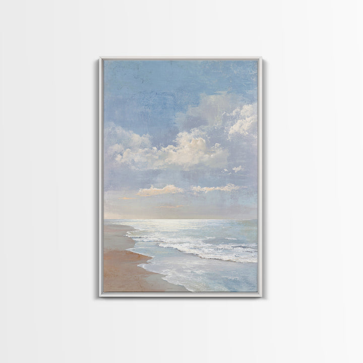 Coastal Horizon with Pale Sand and Water Canvas Print, Waiting Room Art, Office Wall Art, Waiting Room Decor, Oil Painting, WRA-2x3-65