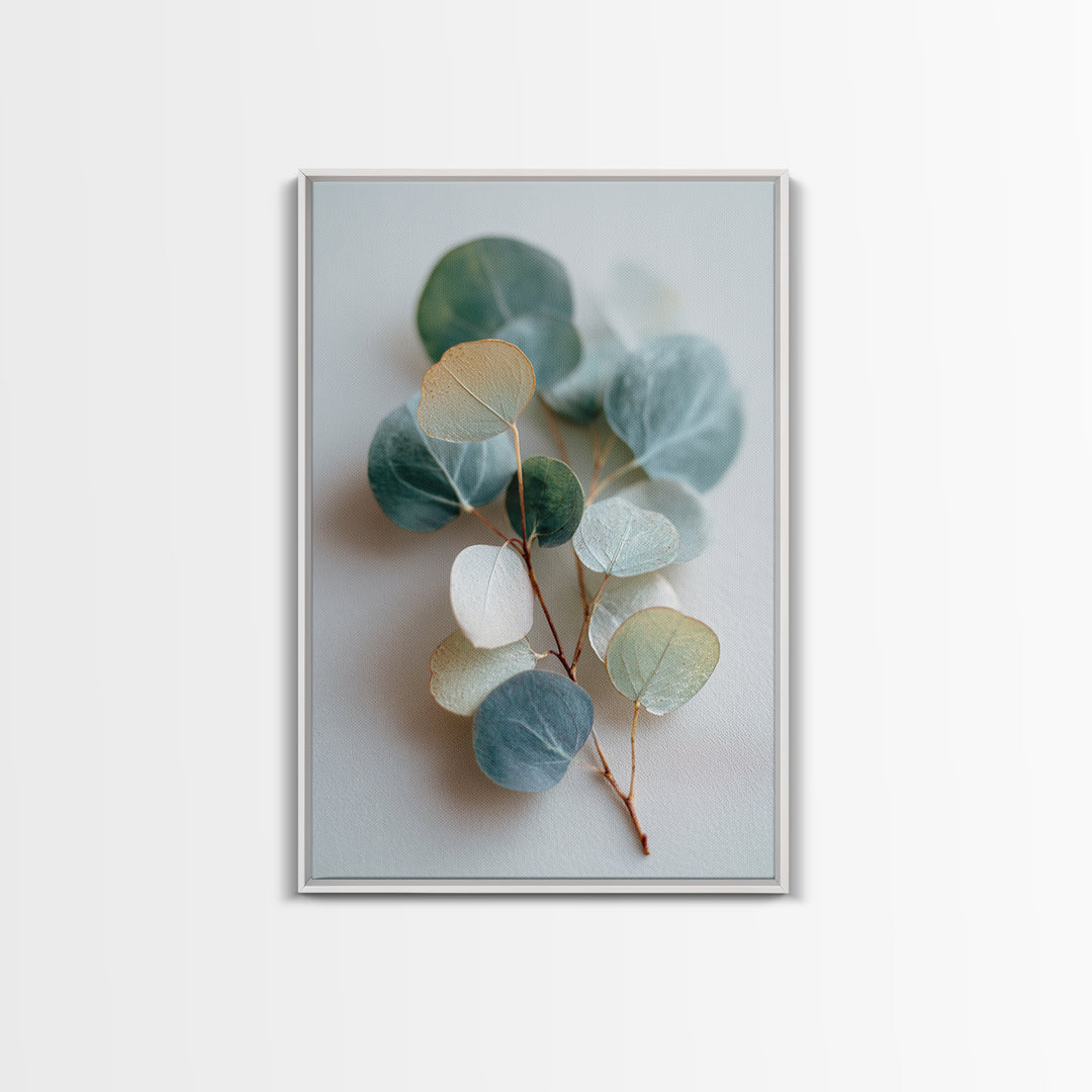 Clean Eucalyptus Leaf Study Framed Canvas Print, Waiting Room Art, Living Room Wall Art, Waiting Room Decor, Watercolor Art, WRA-2x3-73
