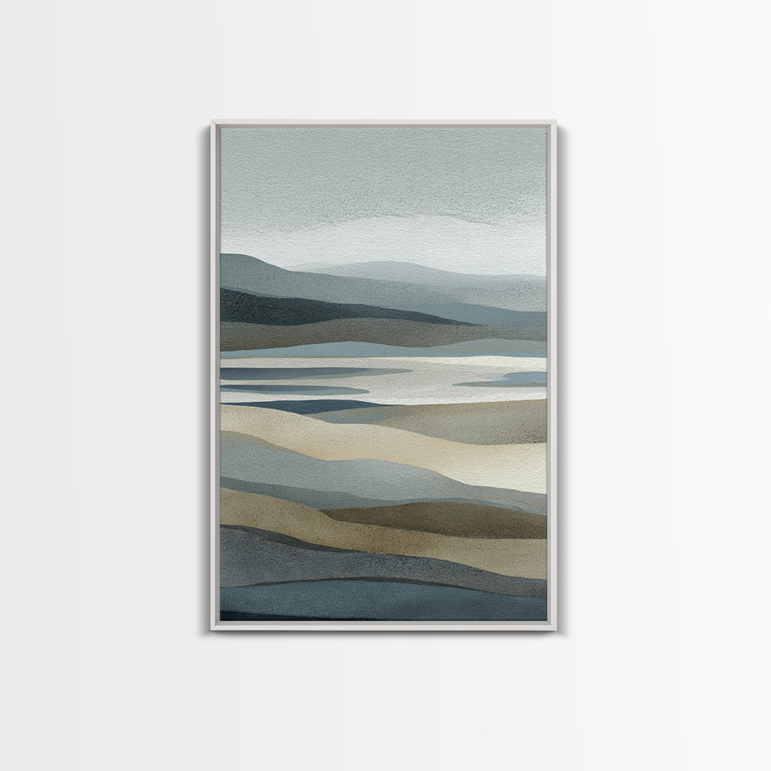 Simple Mountain Layers Framed Canvas Print, Waiting Room Art, Bedroom Decor, Waiting Room Decor, Fine Art, Calm, Abstract, WRA-2x3-94