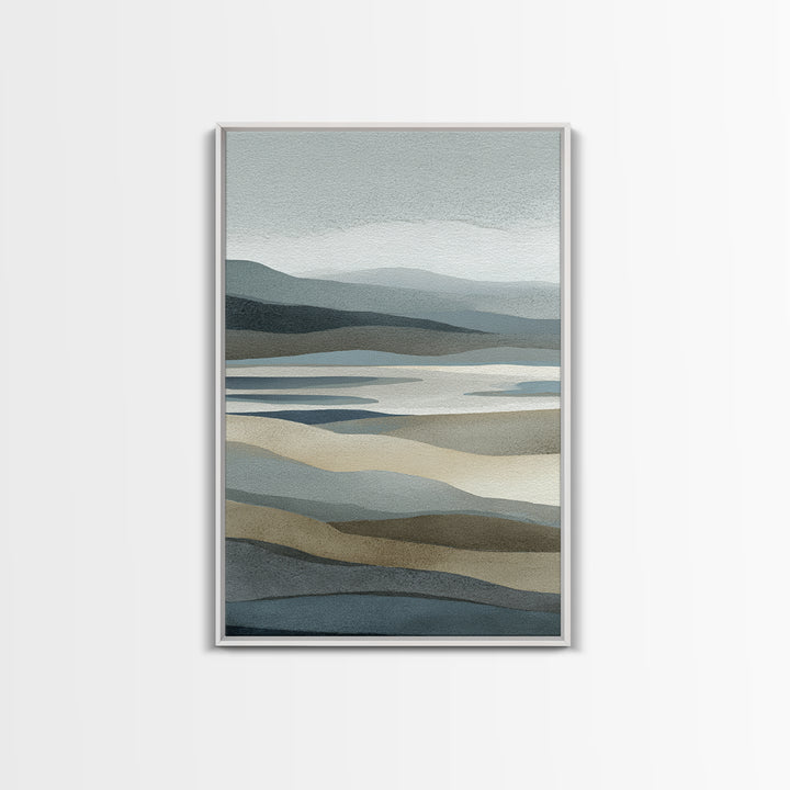 Simple Mountain Layers Framed Canvas Print, Waiting Room Art, Bedroom Decor, Waiting Room Decor, Fine Art, Calm, Abstract, WRA-2x3-94