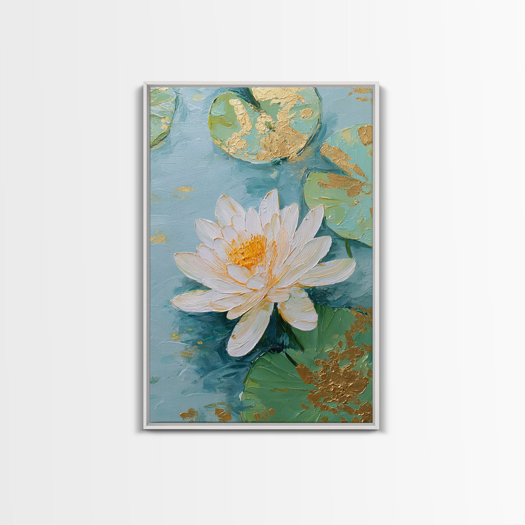 Lotus Flower on Still Water Canvas Print, Waiting Room Art, Gallery Wall Art, Waiting Room Decor, Watercolor Art, Calm, WRA-2x3-95