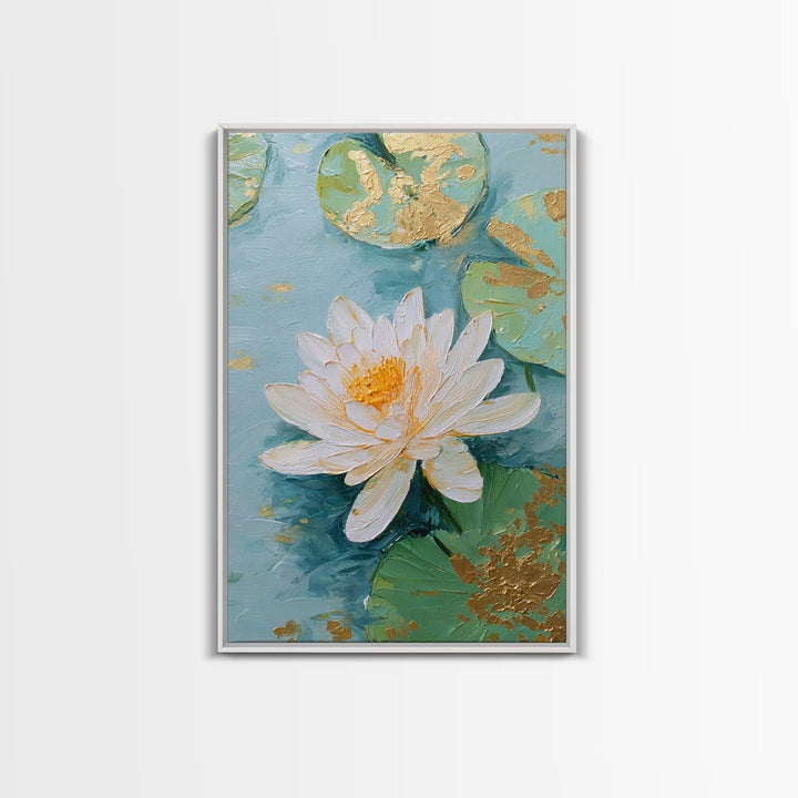Lotus Flower on Still Water Canvas Print, Waiting Room Art, Gallery Wall Art, Waiting Room Decor, Watercolor Art, Calm, WRA-2x3-95