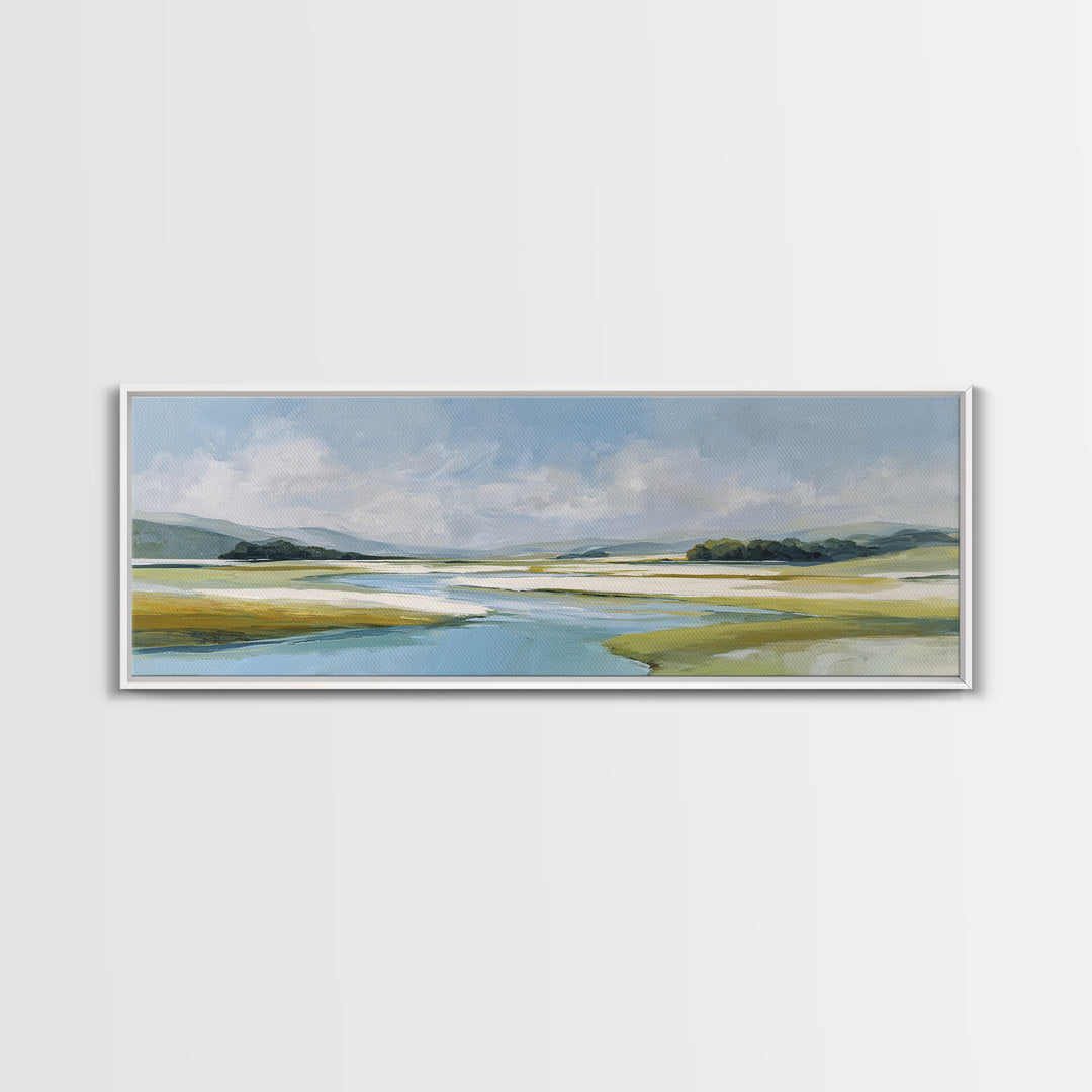 Blue Heron in Quiet Marsh Canvas Print, Waiting Room Art, Modern Decor, Waiting Room Decor, Abstract Art, Calm, Home Decor, WRA-3x1-100