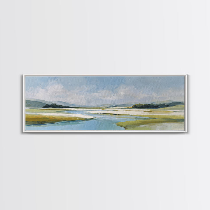 Blue Heron in Quiet Marsh Canvas Print, Waiting Room Art, Modern Decor, Waiting Room Decor, Abstract Art, Calm, Home Decor, WRA-3x1-100