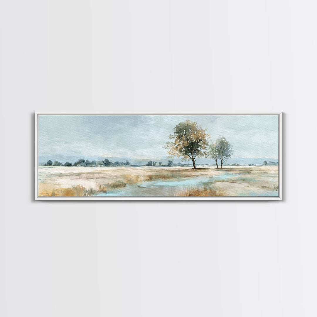 Open Field with Distant Tree Framed Canvas Print, Waiting Room Art, Dental Art, Waiting Room Decor, Fine Art, Calm, WRA-3x1-15