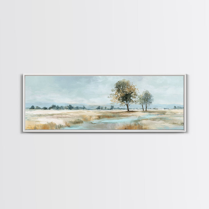 Open Field with Distant Tree Framed Canvas Print, Waiting Room Art, Dental Art, Waiting Room Decor, Fine Art, Calm, WRA-3x1-15