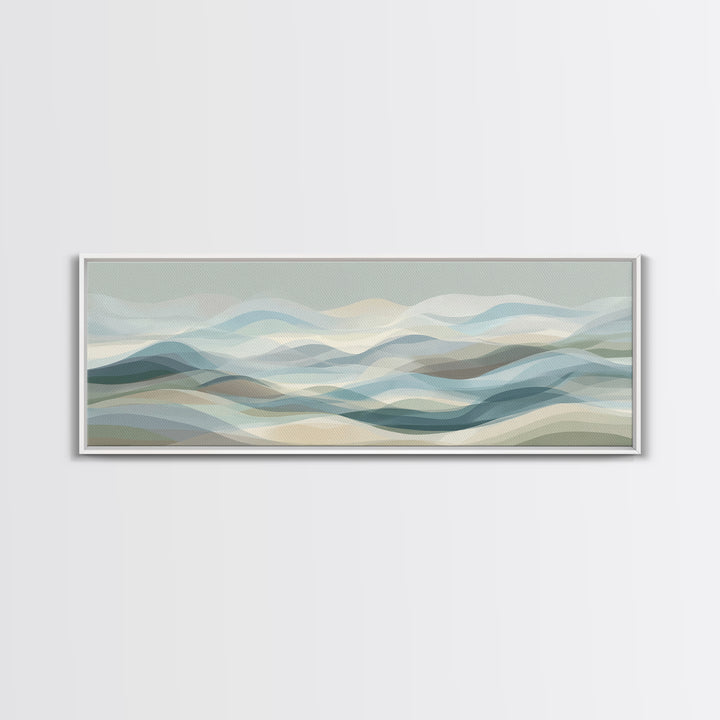 Soft Abstract Waves Framed Canvas Print, Waiting Room Art, Printable Art, Waiting Room Decor, Abstract Art, Calm, WRA-3x1-18