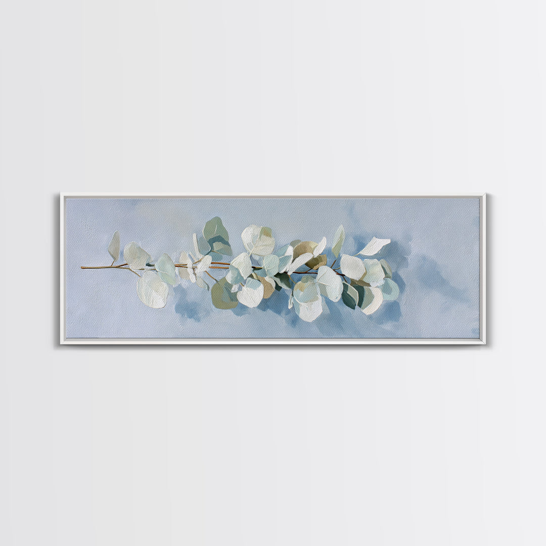 Clean Eucalyptus Leaf Study Canvas Print, Waiting Room Art, Minimalist Wall Art, Waiting Room Decor, Oil Painting, Calm, WRA-3x1-33