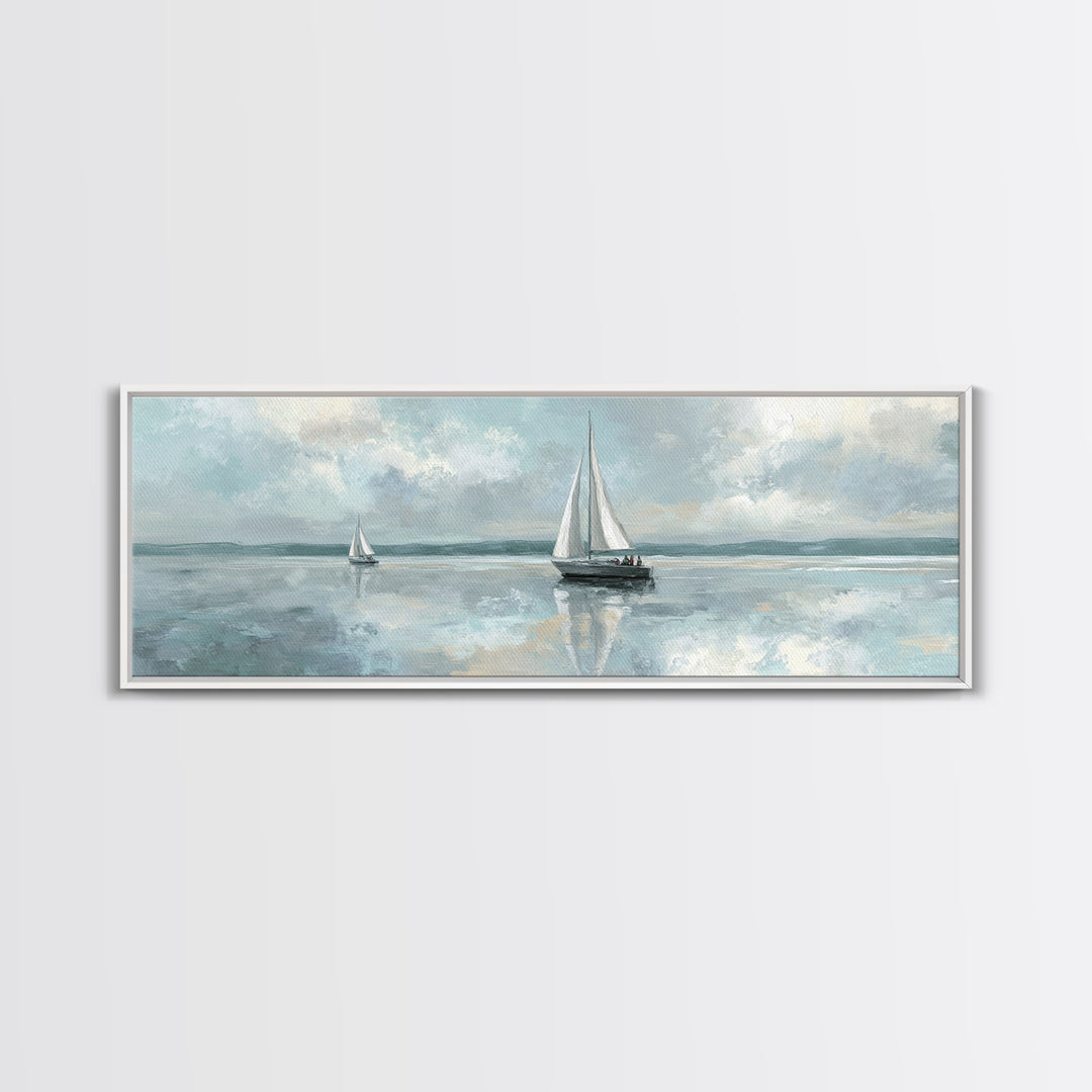 Quiet Sailboat on Calm Water Canvas Print, Waiting Room Art, Art Print, Waiting Room Decor, Fine Art, Calm, Abstract Art, WRA-3x1-35