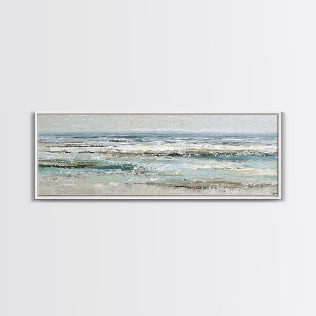 Coastal Horizon with Pale Sand and Water Canvas Print, Waiting Room Art, Landscape, Waiting Room Decor, Fine Art, Calm, WRA-3x1-49