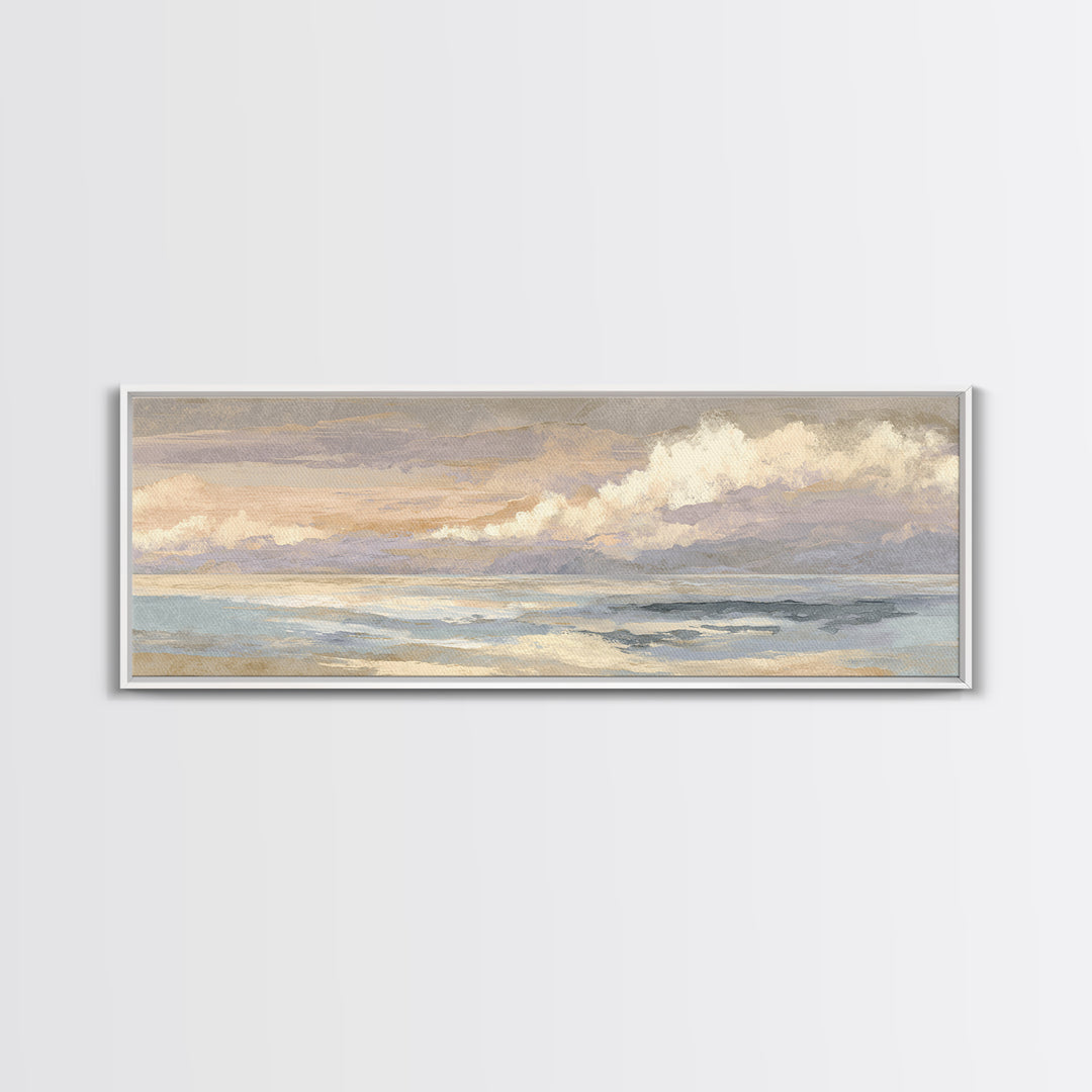 Warm Desert Sunrise Framed Canvas Print, Waiting Room Art, Abstract, Waiting Room Decor, Oil Painting, Calm, Modern Decor, WRA-3x1-53