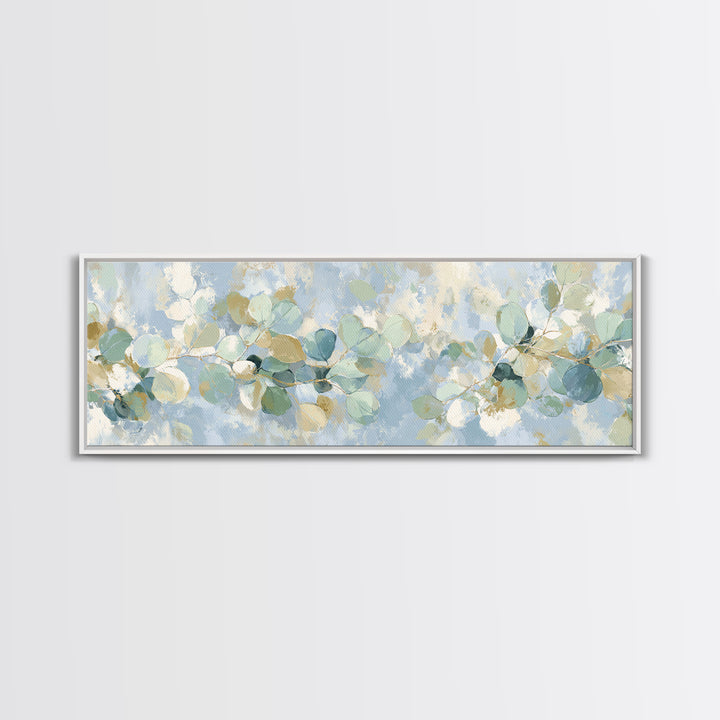 Clean Eucalyptus Leaf Study Framed Canvas Print, Waiting Room Art, Digital Art Print, Waiting Room Decor, Watercolor Art, Calm, WRA-3x1-57