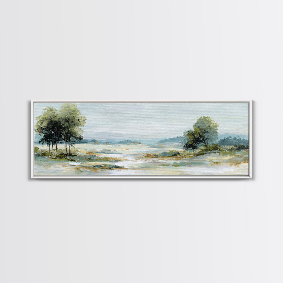 Open Field with Distant Tree Framed Canvas Print, Waiting Room Art, Room Decor, Waiting Room Decor, Calm, Bedroom Decor, WRA-3x1-63