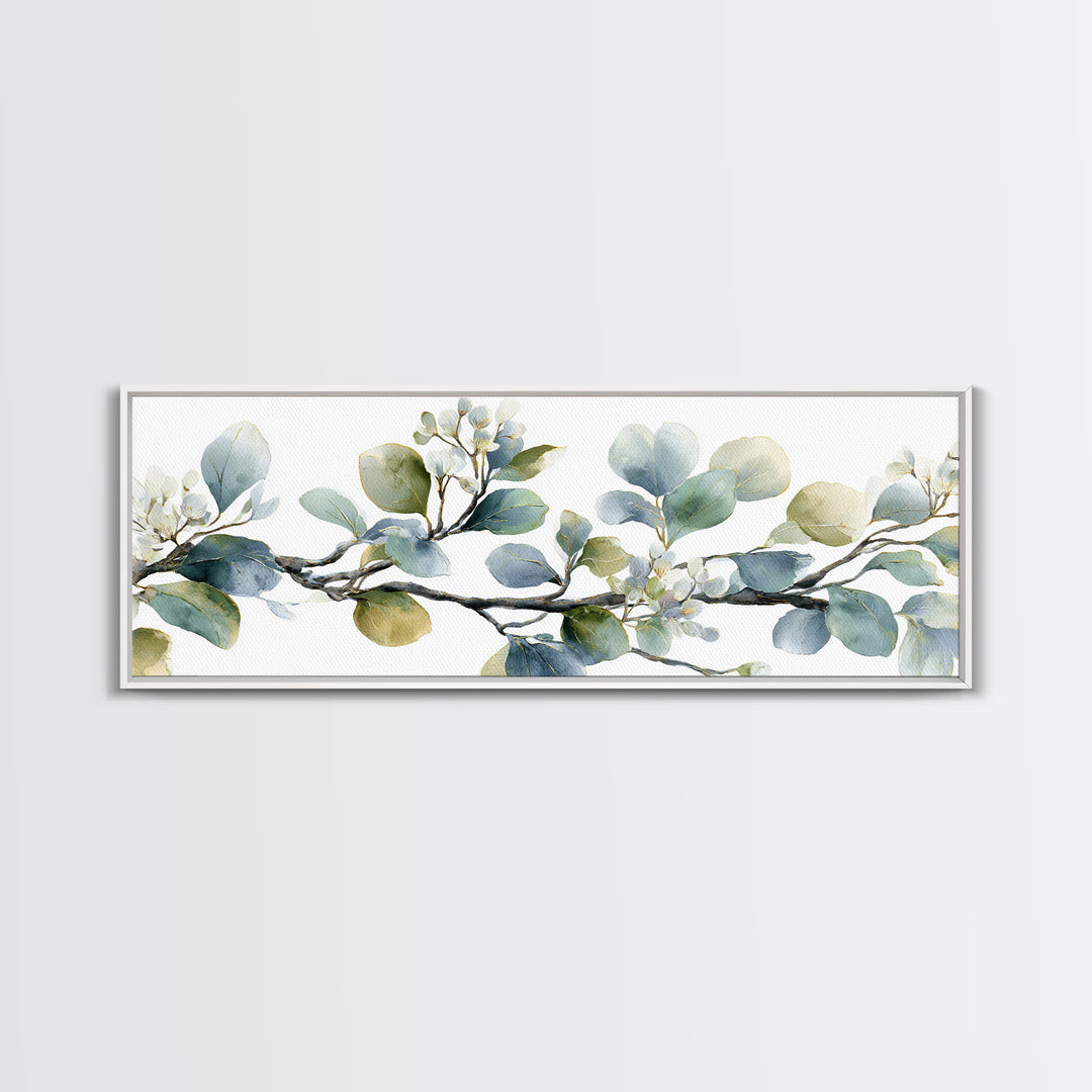 Neutral Botanical Branch Framed Canvas Print, Waiting Room Art, Bedroom Decor, Waiting Room Decor, Fine Art, Calm, Abstract, WRA-3x1-67