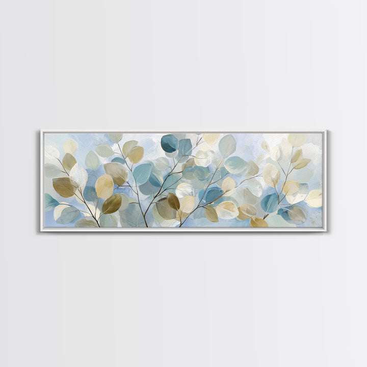 Clean Eucalyptus Leaf Study Framed Canvas Print, Waiting Room Art, Digital Art Print, Waiting Room Decor, Watercolor Art, Calm, WRA-3x1-81