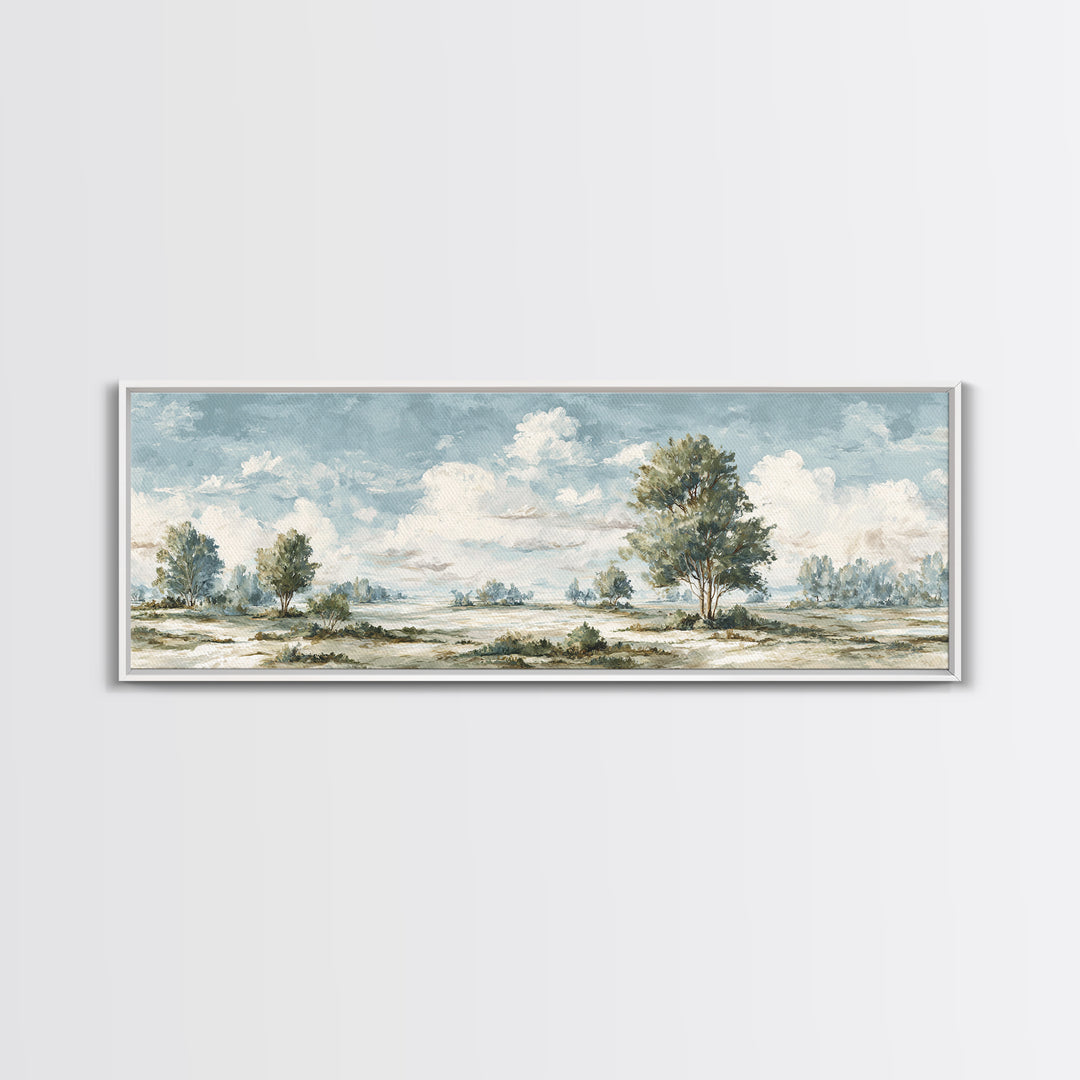 Open Field with Distant Tree Framed Canvas Print, Waiting Room Art, Abstract Art, Waiting Room Decor, Fine Art, Calm, WRA-3x1-87
