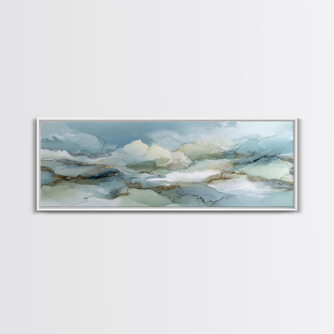 Soft Abstract Waves Framed Canvas Print, Waiting Room Art, Abstract, Waiting Room Decor, Abstract Art, Calm, Modern Decor, WRA-3x1-90
