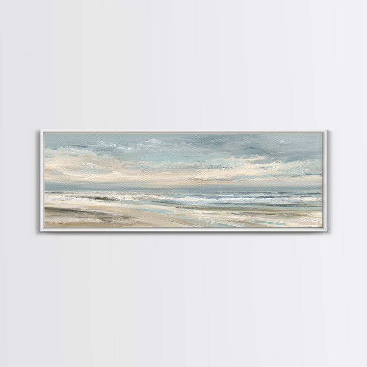 Coastal Horizon with Pale Sand and Water Canvas Print, Waiting Room Art, Gallery Decor, Waiting Room Decor, Fine Art, Calm, WRA-3x1-97