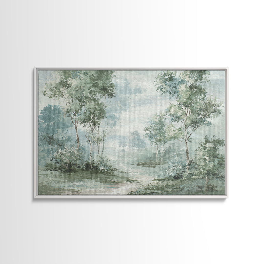 Misty Forest Path Framed Canvas Print, Waiting Room Art, Printable Art, Waiting Room Decor, Fine Art, Calm, Digital Art Print, WRA-3x2-15