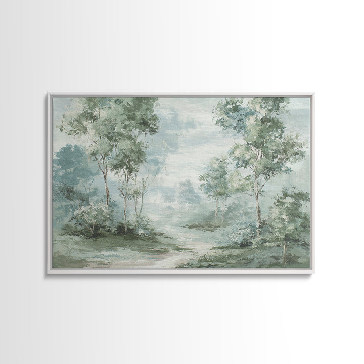 Misty Forest Path Framed Canvas Print, Waiting Room Art, Printable Art, Waiting Room Decor, Fine Art, Calm, Digital Art Print, WRA-3x2-15
