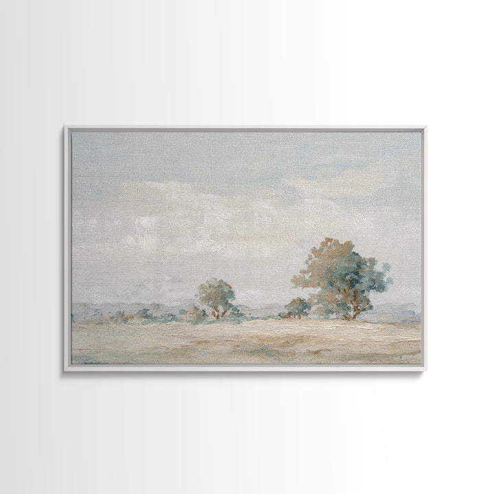 Open Field with Distant Tree Framed Canvas Print, Waiting Room Art, Landscape, Waiting Room Decor, Calm, Neutral Decor, WRA-3x2-27