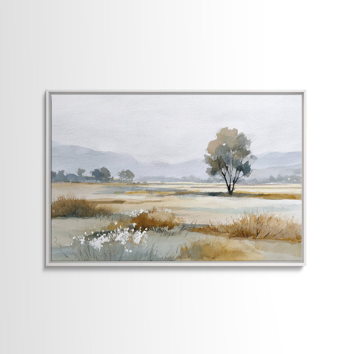 Open Field with Distant Tree Canvas Print, Waiting Room Art, Modern Art, Waiting Room Decor, Calm, Therapy Office Decor, WRA-3x2-3