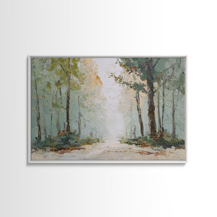 Misty Forest Path Framed Canvas Print, Waiting Room Art, Neutral Decor, Waiting Room Decor, Fine Art, Calm, Wall Art, WRA-3x2-39