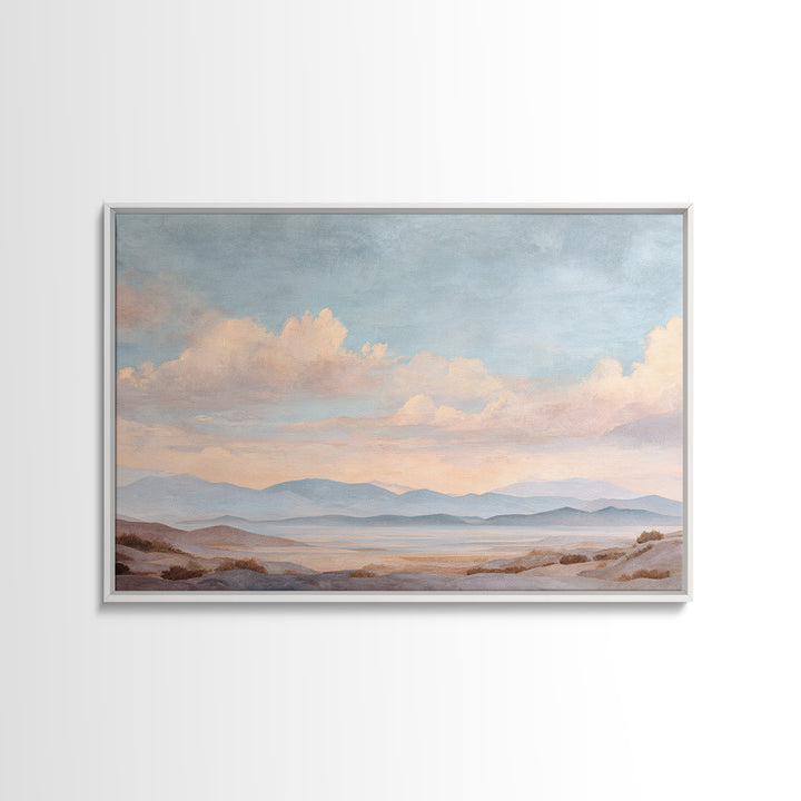 Warm Desert Sunrise Framed Canvas Print, Waiting Room Art, Dental Wall Art, Waiting Room Decor, Watercolor Art, Calm, WRA-3x2-41