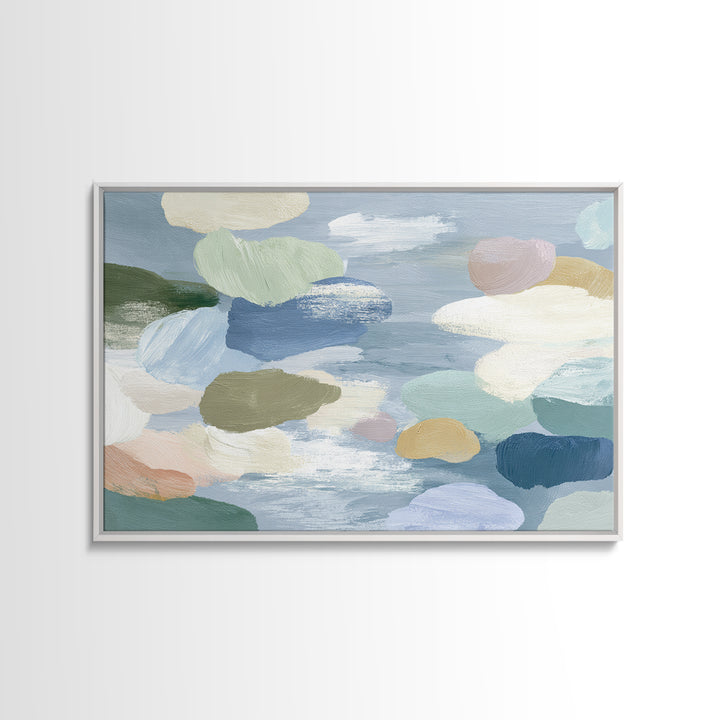 Pastel Rainbow Shapes for Pediatric Spaces Framed Canvas Print, Waiting Room Art, Bauhaus Print, Waiting Room Decor, WRA-3x2-46