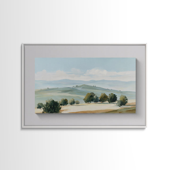 Calming Landscape with Open Sky and Gentle Framed Canvas Print, Waiting Room Art, Landscape, Waiting Room Decor, Oil Painting, WRA-3x2-5