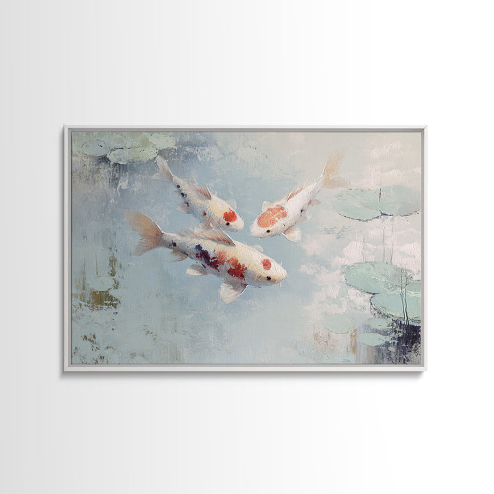 Gentle Koi Fish Framed Canvas Print, Waiting Room Art, Minimalist Wall Art, Waiting Room Decor, Oil Painting, Calm, Dental Art, WRA-3x2-50