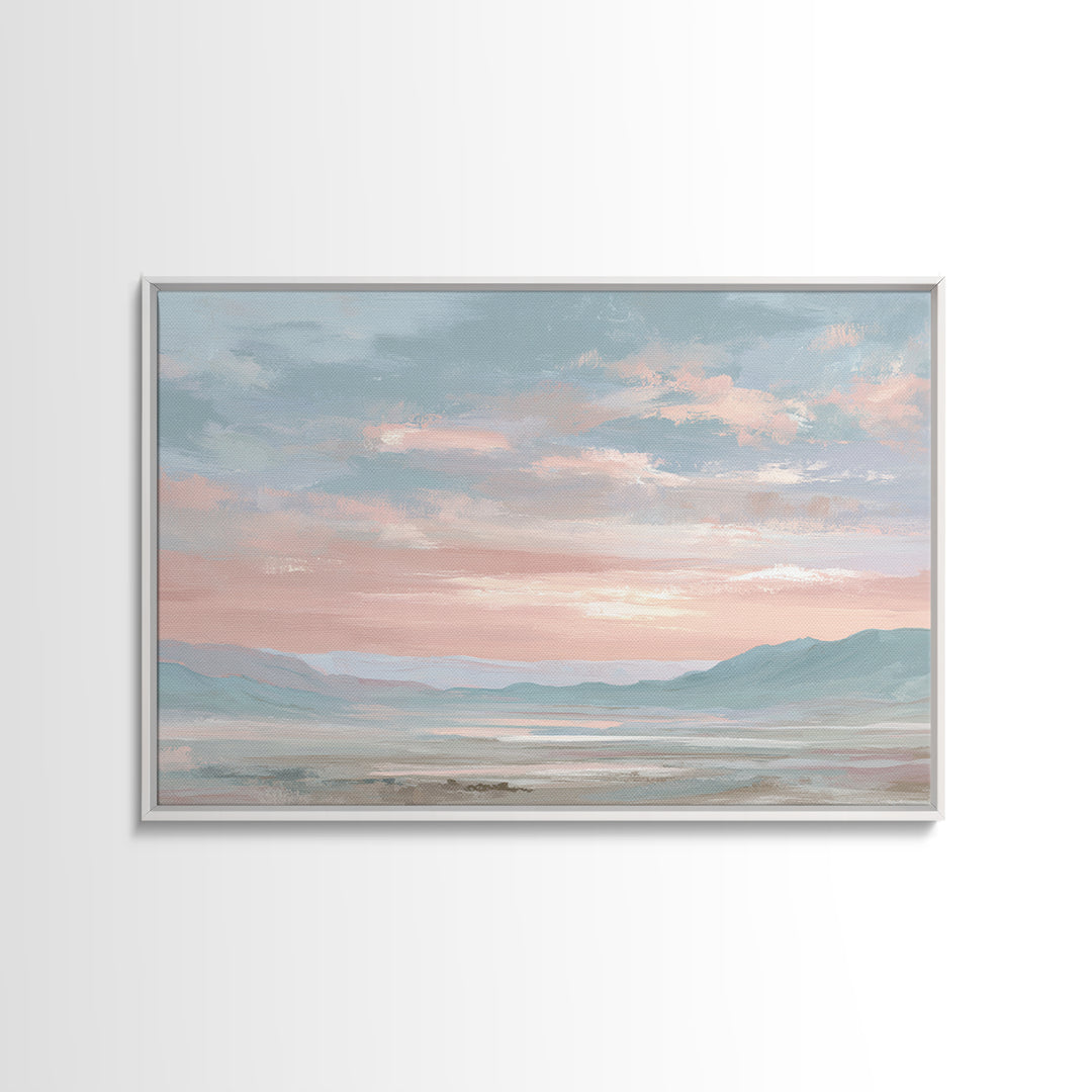 Warm Desert Sunrise Framed Canvas Print, Waiting Room Art, Dental Wall Art, Waiting Room Decor, Watercolor Art, Calm, WRA-3x2-65