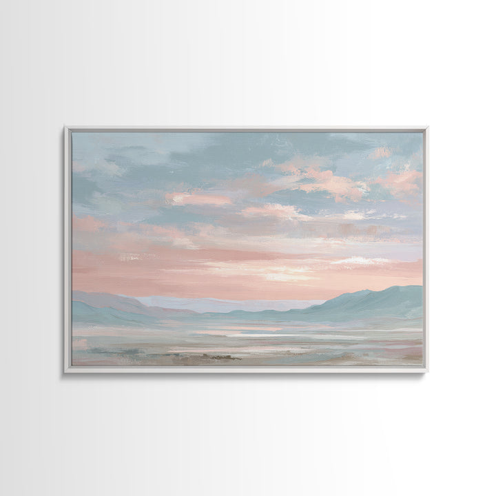 Warm Desert Sunrise Framed Canvas Print, Waiting Room Art, Dental Wall Art, Waiting Room Decor, Watercolor Art, Calm, WRA-3x2-65