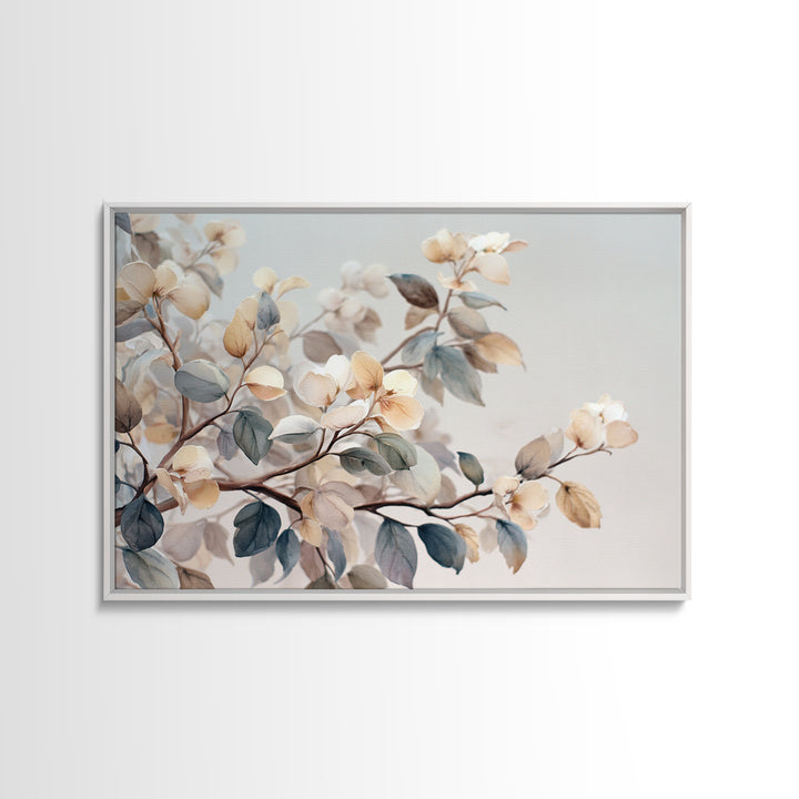 Neutral Botanical Branch Framed Canvas Print, Waiting Room Art, Home Decor, Waiting Room Decor, Fine Art, Calm, Modern Art, WRA-3x2-7