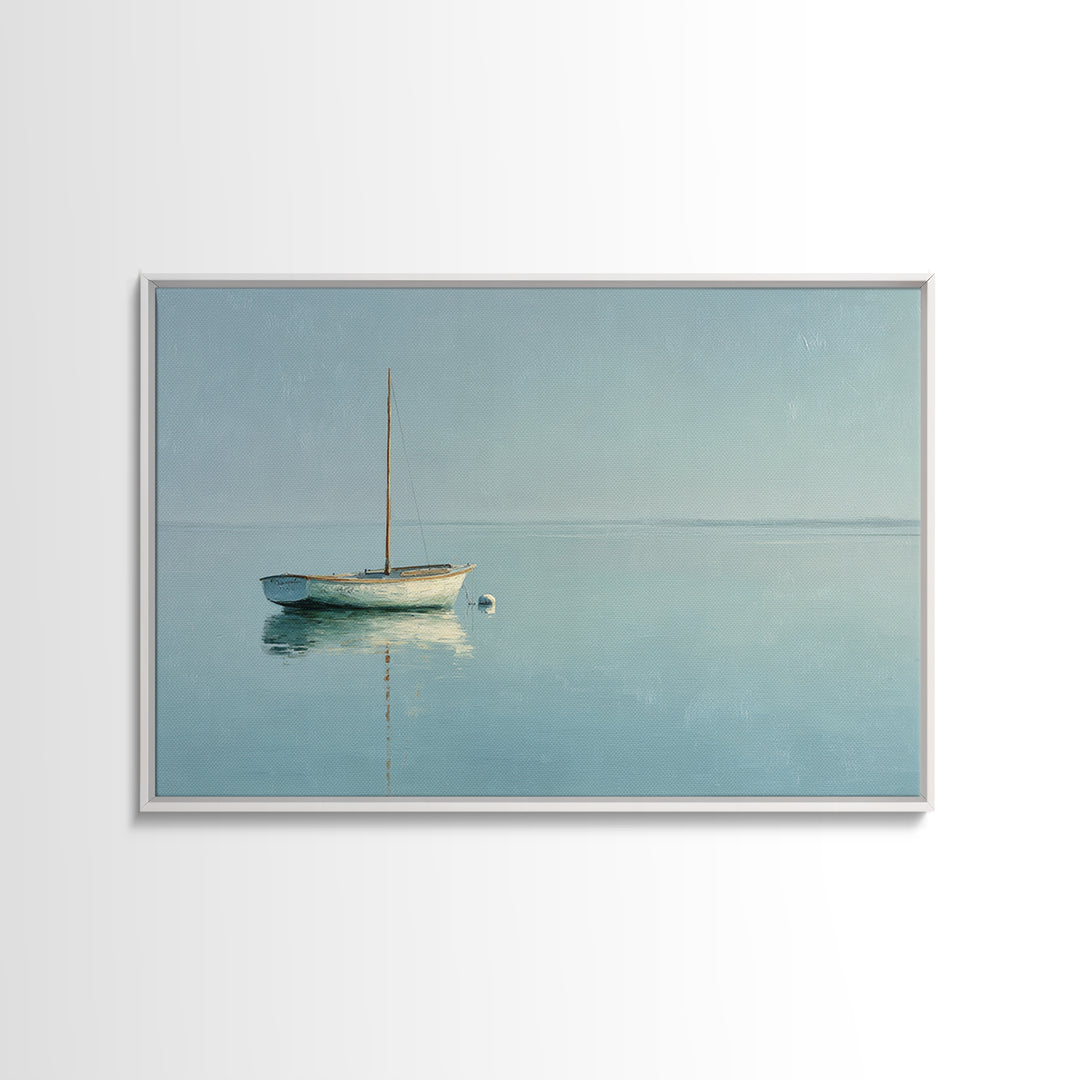 Quiet Sailboat on Calm Water Framed Canvas Print, Waiting Room Art, Office Art, Waiting Room Decor, Watercolor Art, Calm, WRA-3x2-71