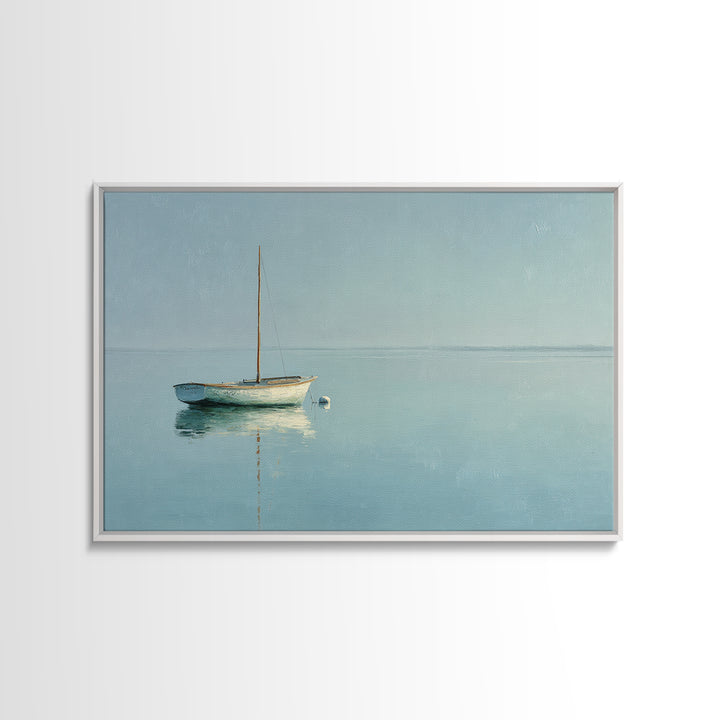 Quiet Sailboat on Calm Water Framed Canvas Print, Waiting Room Art, Office Art, Waiting Room Decor, Watercolor Art, Calm, WRA-3x2-71