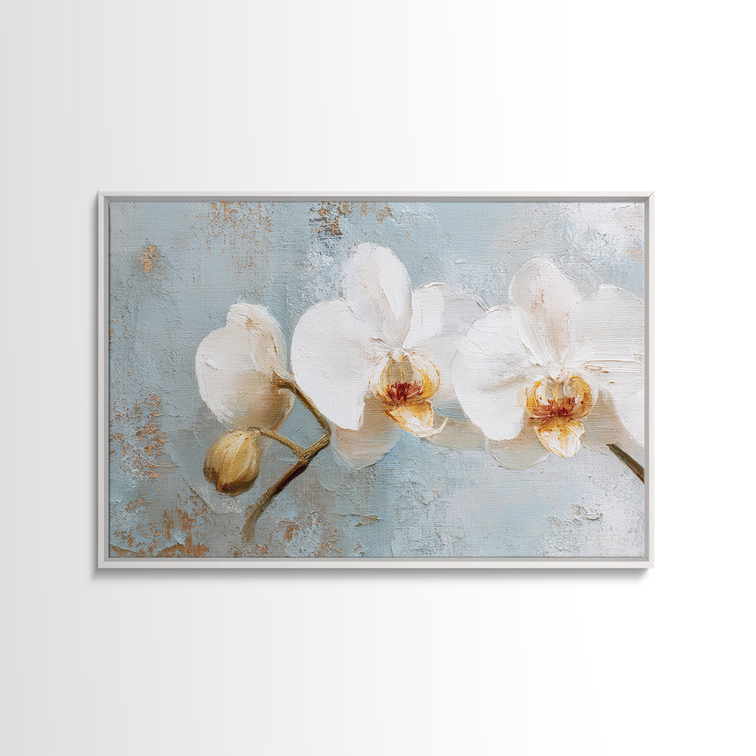 White Orchid on Light Gray Ground Canvas Print, Waiting Room Art, Wall Art, Waiting Room Decor, Fine Art, Calm, Floral Wall Art, WRA-3x2-83