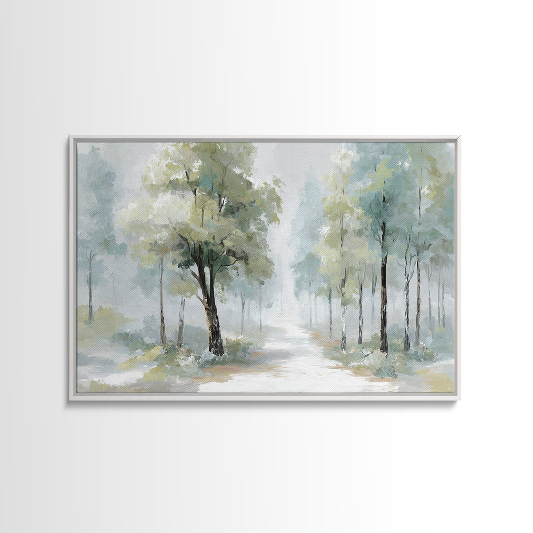 Misty Forest Path Framed Canvas Print, Waiting Room Art, Fine Art Print, Waiting Room Decor, Fine Art, Calm, Wall Decor, WRA-3x2-87