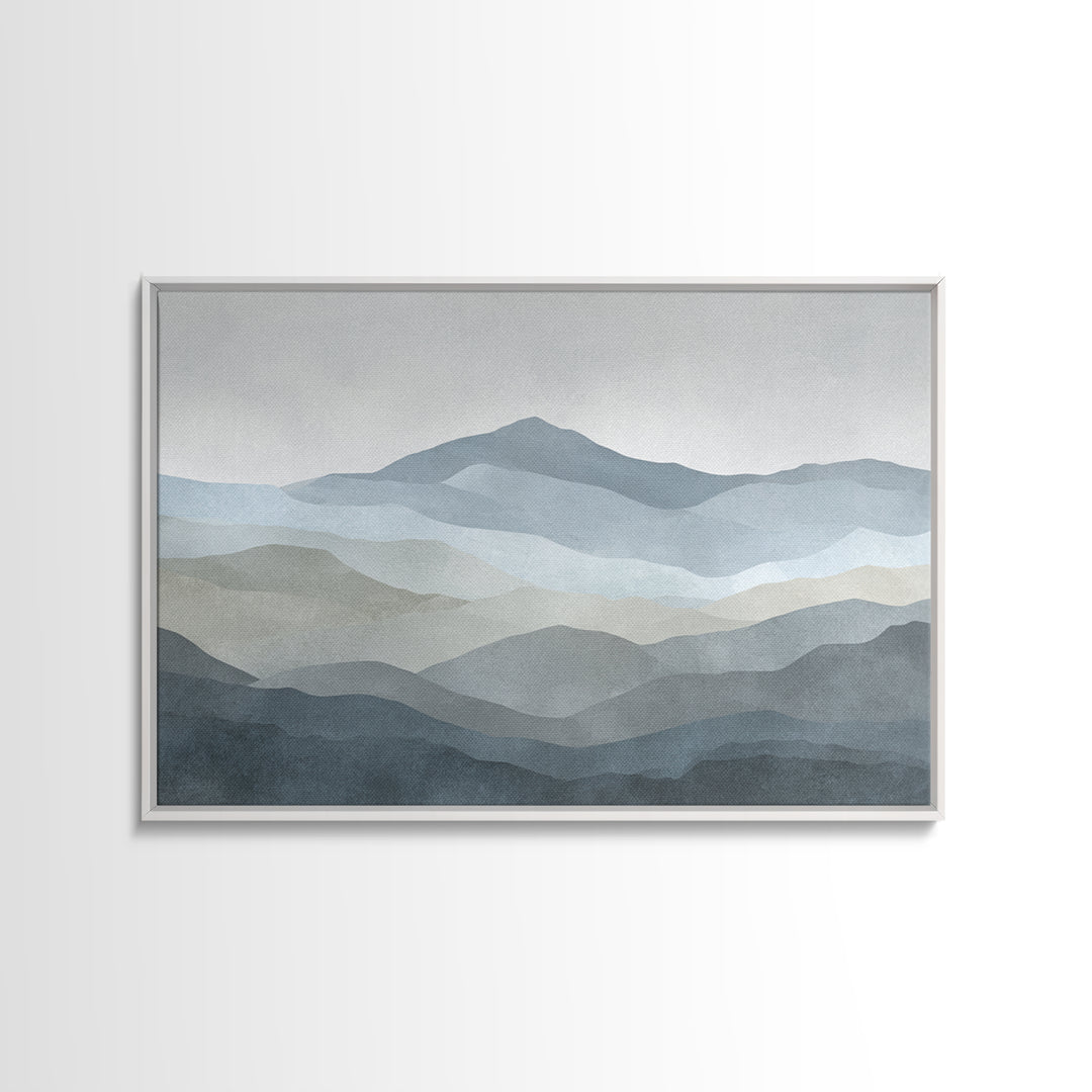 Simple Mountain Layers Framed Canvas Print, Waiting Room Art, Landscape, Waiting Room Decor, Watercolor Art, Calm, WRA-3x2-90